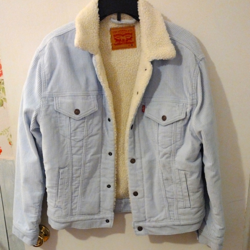 Levi's Blue Lightweight Denim Shirt Jacket with Sherpa Lining